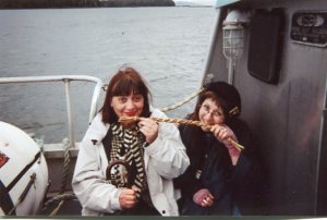 Carmen and myself on the boat to Pike Island (off of Prince Rupert), one of the rare times we actually had a two bus move.  Merriment ensues, naturally.